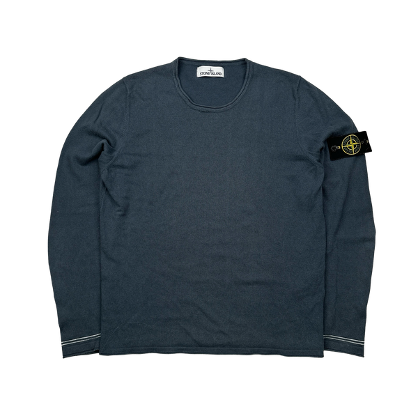 Stone Island 2018 Navy Fine Knit Cotton Crewneck Jumper - Small
