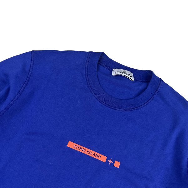 Stone Island 2022 Blue Cotton Spellout Crewneck Sweatshirt - XL