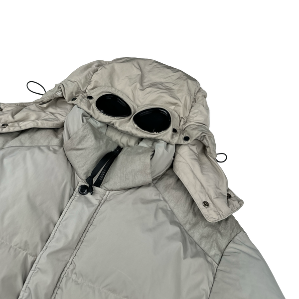 CP Company Cream Nycra Goggle Down Puffer Jacket - Large