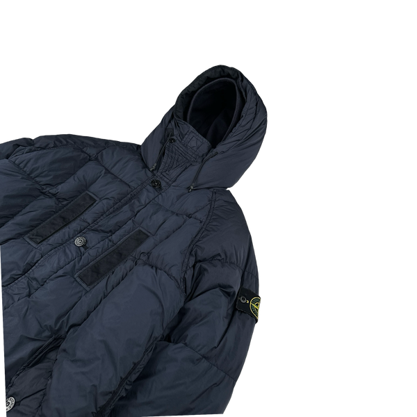Stone island garment dyed crinkle reps ny down jacket navy on sale