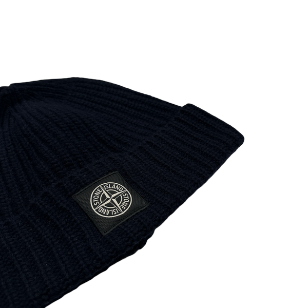 Stone Island 2021 Navy Wool Knit Ribbed Beanie