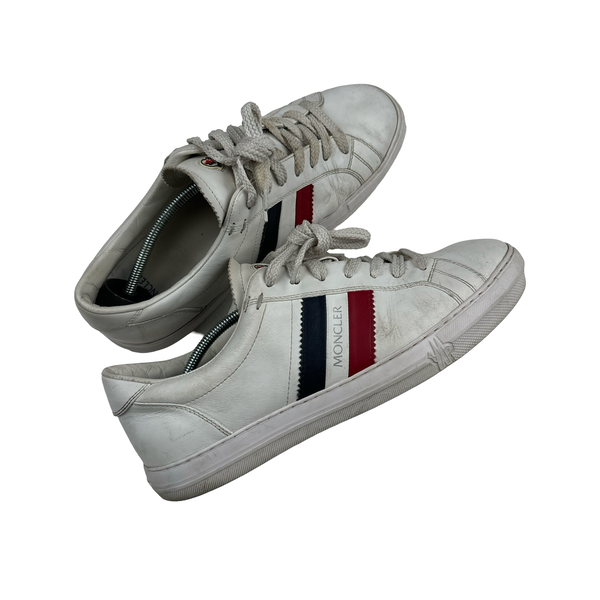 Moncler Striped Leather Low Top Sneaker Trainers - UK 9