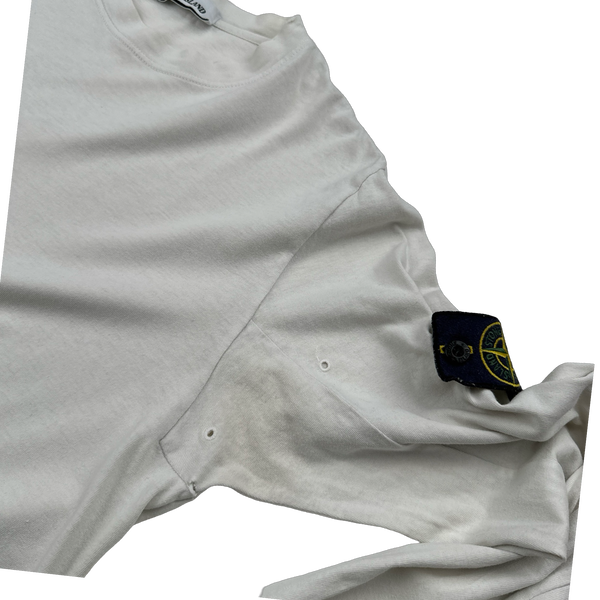 Stone Island 2015 White Cotton Lightweight Crewneck - Large