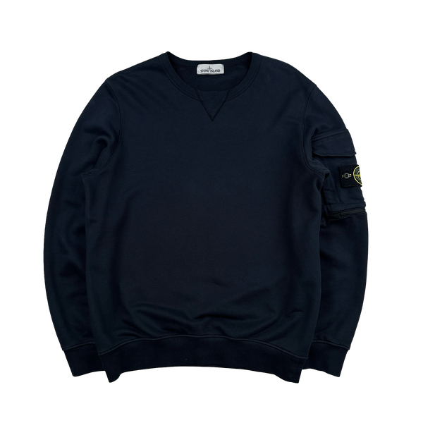 Stone Island 2022 Navy Cargo Pocket Crewneck Sweatshirt - Medium