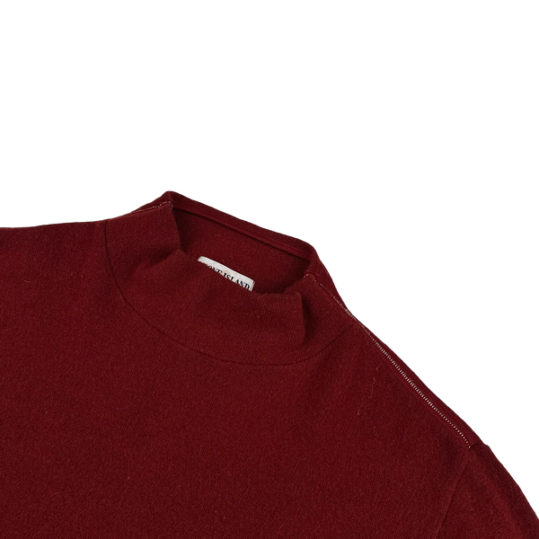 Stone Island 2002 Vintage Dark Red Ribbed Wool Pullover - XL