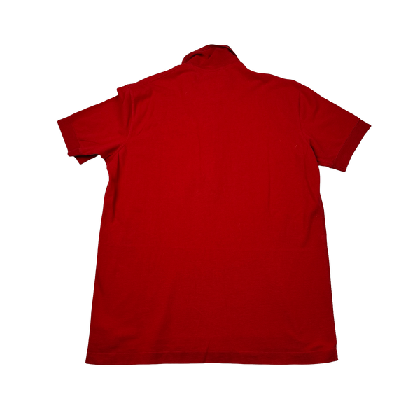 Stone Island 2008 Red Cotton Collared Neck Spellout Polo - 3XL