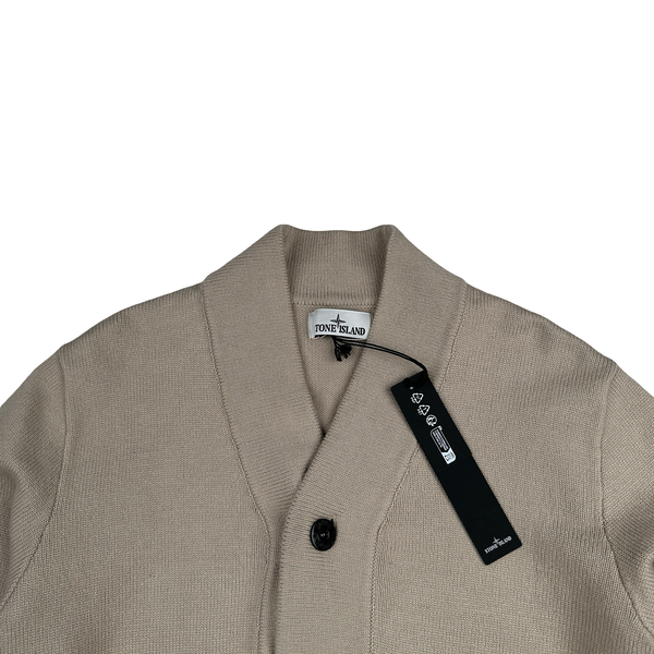 Stone Island 2024 Beige Wool Knit Buttoned Jumper - Medium