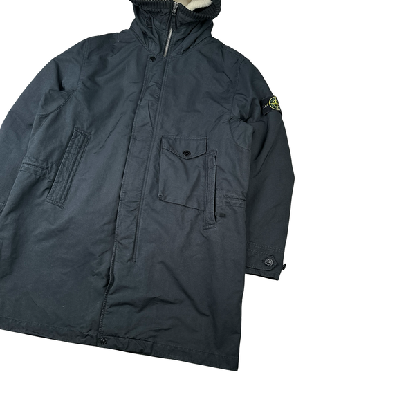 Stone Island 2021 Grey Garment Dyed David TC Long Blanket Lined Parka Jacket - Large