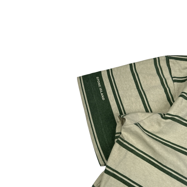 Stone Island 1997 Green Striped Vintage Cotton T Shirt - Large