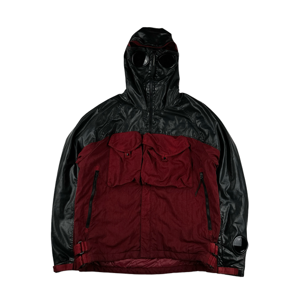 CP Company Red Quartz Quilted Paneled Goggle Jacket - Medium