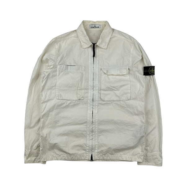 Stone Island 2018 White Cotton Zipped Overshirt - Large