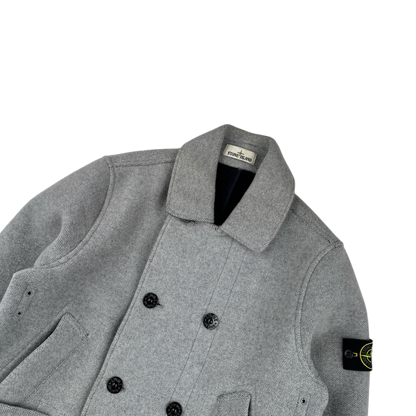 Stone Island 2020 Panno Jaquard Double Breasted Wool Collared - Large