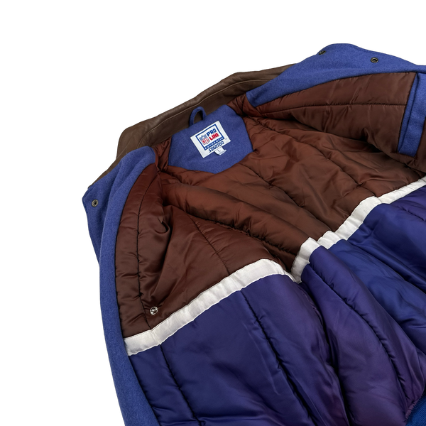 NFL Giants Leather Sleeve Varsity Bomber Jacket - Large