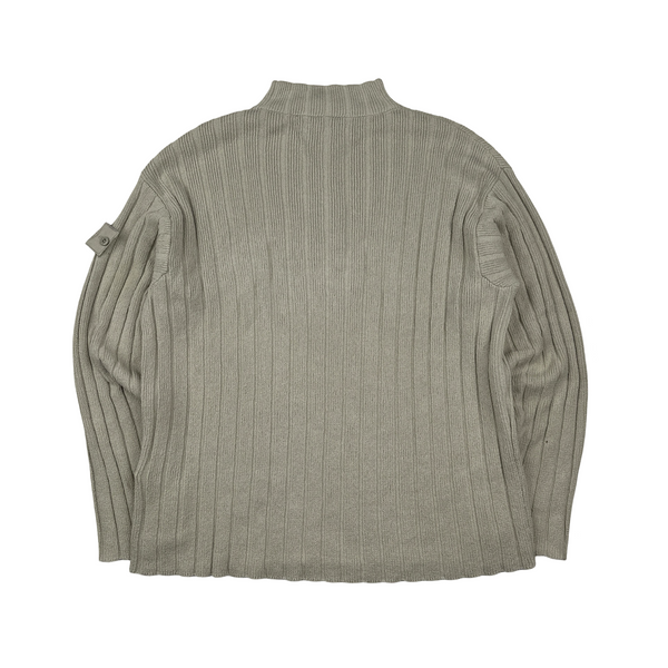 Stone Island 2023 Beige Ghost Ribbed Knit Quarter Zipped Jumper - Large