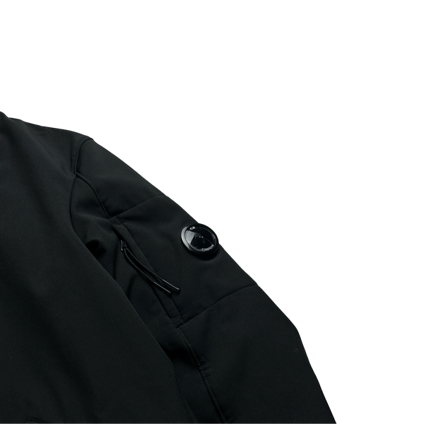 CP Company Black Fleece Lined Fishtail Soft Shell Parka - Large