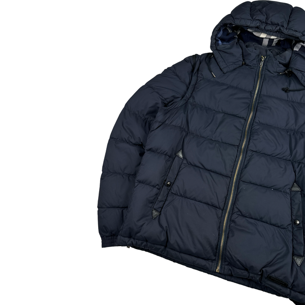 Burberry Navy Nova Check Lined Hooded Jacket - Medium