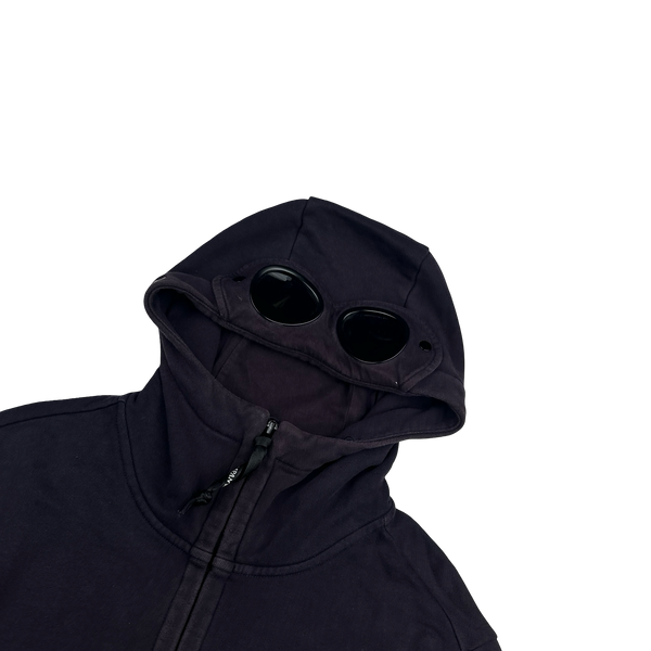 CP Company Navy Goggle Cotton Zip Up Hoodie - Large