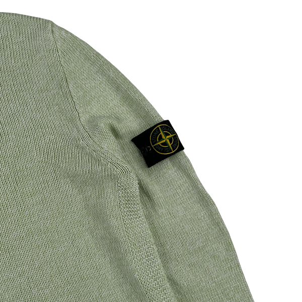 Stone Island 2014 Green Silk Blend Fine Knitted Crewneck - Large