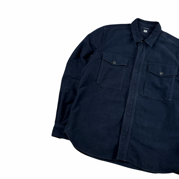 CP Company Mole Skin Cotton Navy Multi Pocket Zipped Overshirt - XL