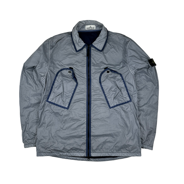 Stone Island 2020 Blue Lamy Flock Zipped Overshirt XL