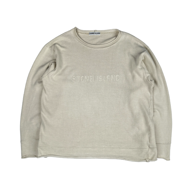 Stone Island 1990s Vintage Cream Spellout Pullover - Medium