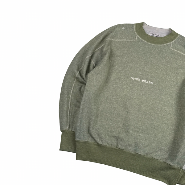 Stone Island 1990s Vintage Light Green Spellout Pullover - XL