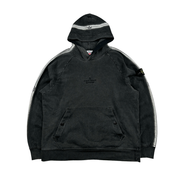 Stone Island x Supreme 2022 Charcoal Spellout Pullover Hoodie - Large