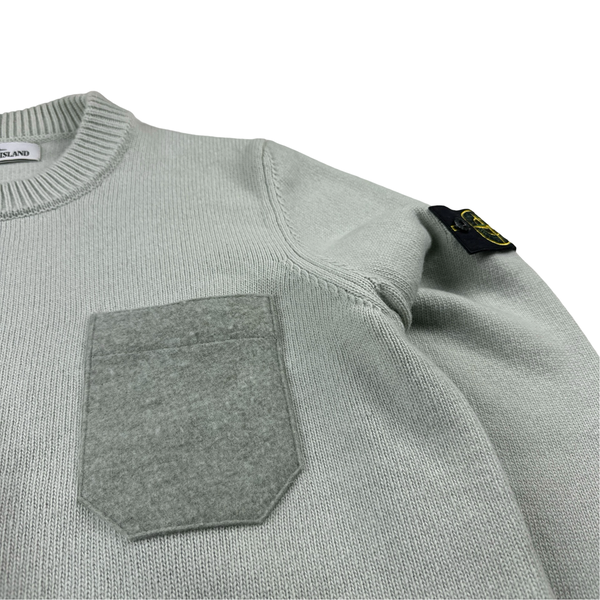 Stone Island 2017 Pale Blue Wool Crewneck - Large