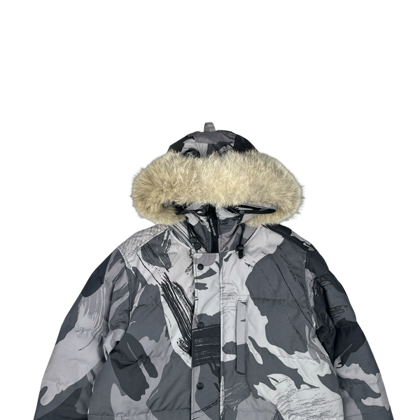 Canada Goose Grey Camo Premium Down Carson Coyote Fur Parka Jacket - Large