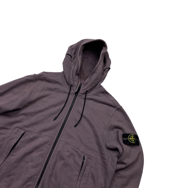 Stone Island Thick Dusty Rose Cotton Zipped Hoodie - Large