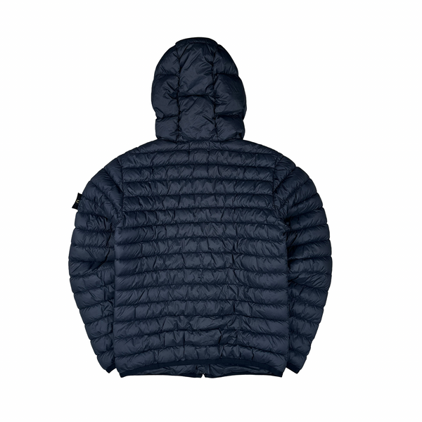 Stone Island Navy Micro Yarn Hooded Down Puffer Jacket - Small
