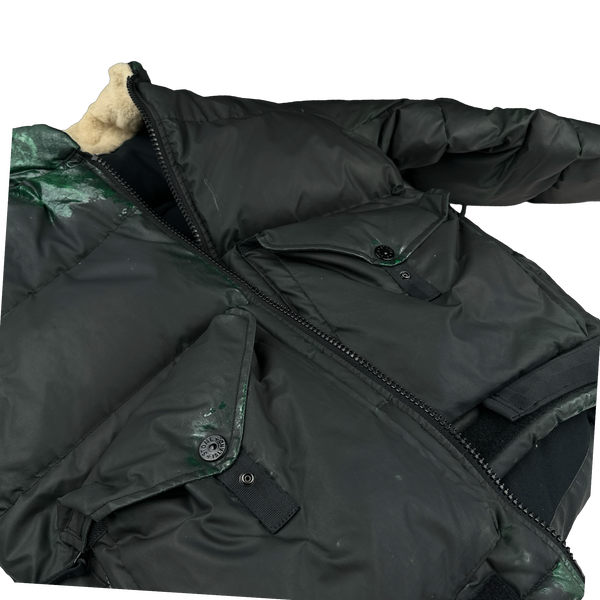 Stone Island 2015 Green Hidden Reflective Spellout Puffer Jacket