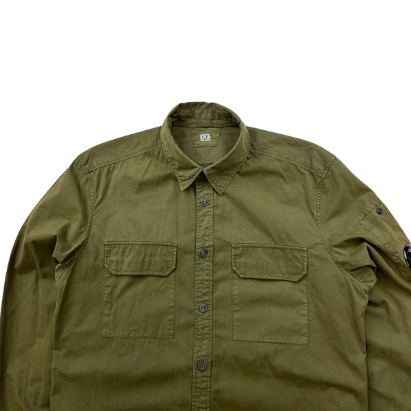 CP Company Khaki Button Up Overshirt - Medium