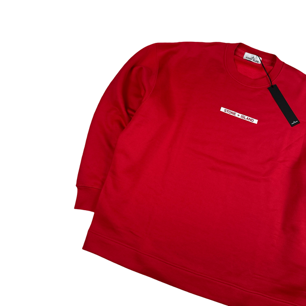 Stone Island 2022 Red Spellout Crewneck Jumper - 3XL
