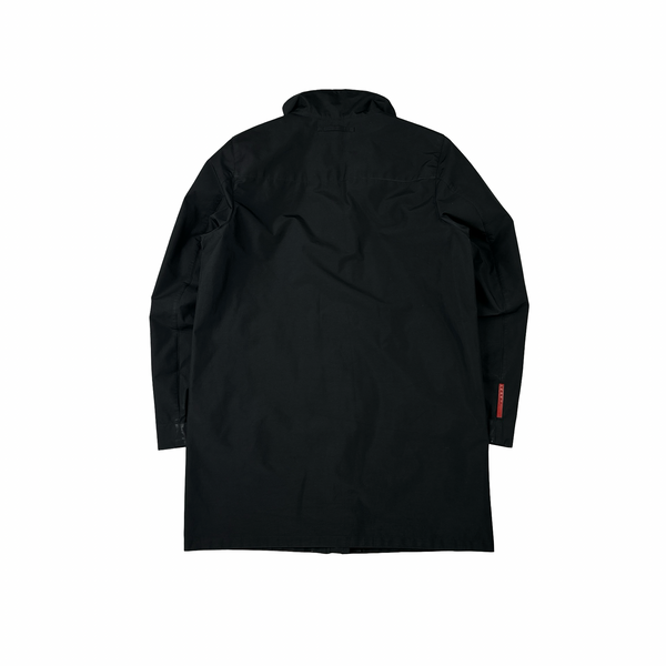 Prada Black Red Tab Long Zipped Jacket - Large