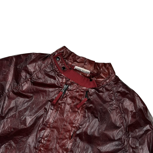 Stone Island 2001 Dark Red Micro Felt Transparent Laminated Web Jacket - Medium