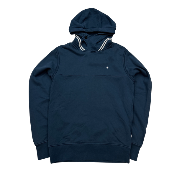 Stone Island 2020 Blue Piped Compass Hoodie - Small