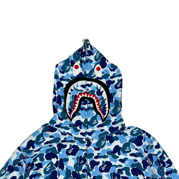 BAPE Blue Shark Camo Full zip up hoodie - 2XL