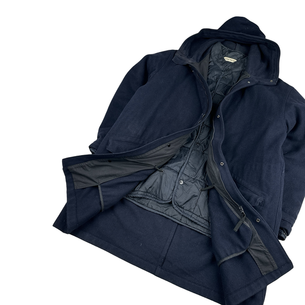 Stone Island Vintage Navy 1998 Wool Blend Dutch Rope Lined Coat - XL
