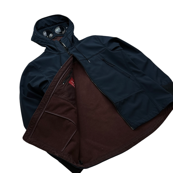 CP Company Navy Fleece Lined Soft Shell Goggle Jacket - Large