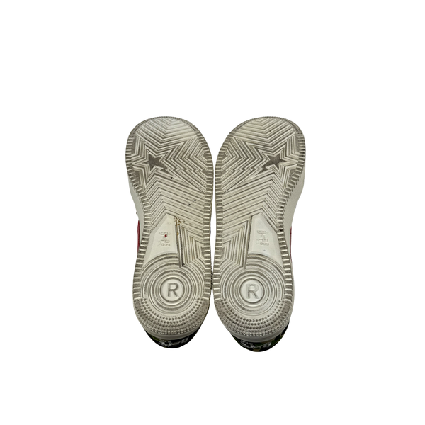 BAPE Green Camo White Leather Trainers - UK 8.5