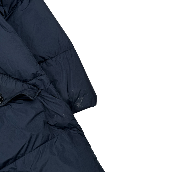 Stone Island Navy Garment Dyed Crinkle Reps Dual Wool Hood Parka Jacket - Large