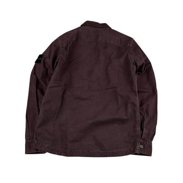 Stone Island 2015 Burgundy Thick Cotton Overshirt - Small