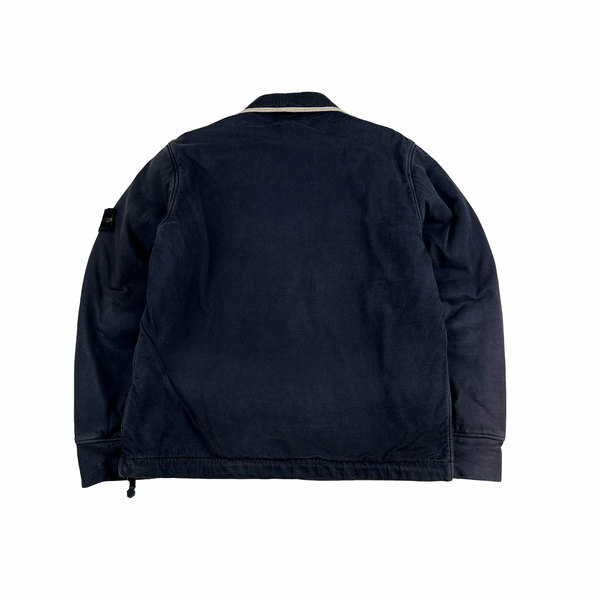 Stone Island 2005 Navy Felt Cotton Zipped Jacket - Large