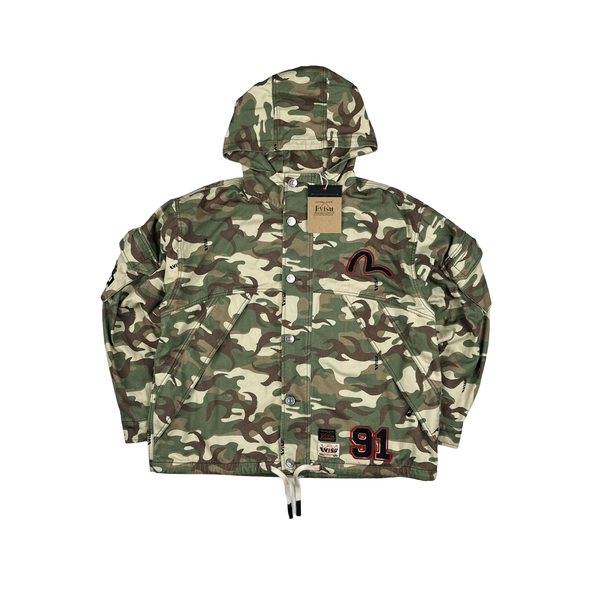 Evisu Camo Patch Multi Pocket Japanese Denim Jacket - Medium