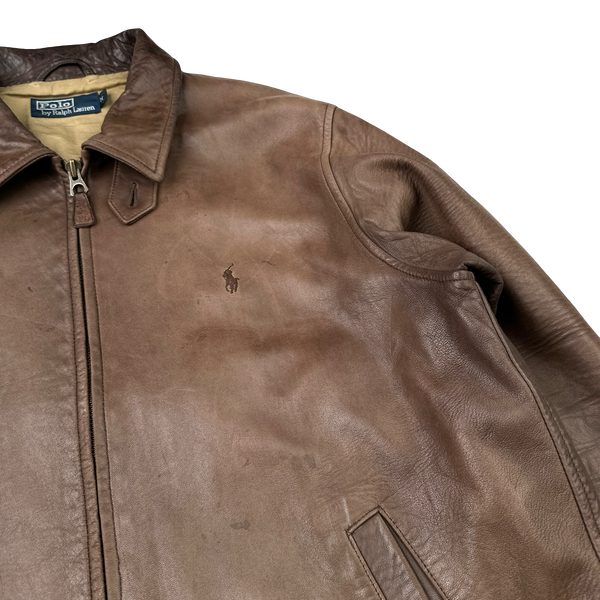 Ralph Lauren Brown Heavyweight Leather Jacket - Medium