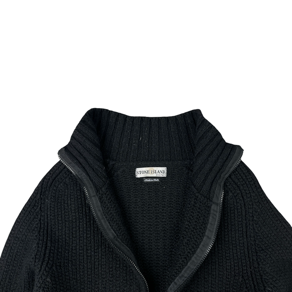 Stone Island 2001 Black Heavyweight Knitted Jumper - Small
