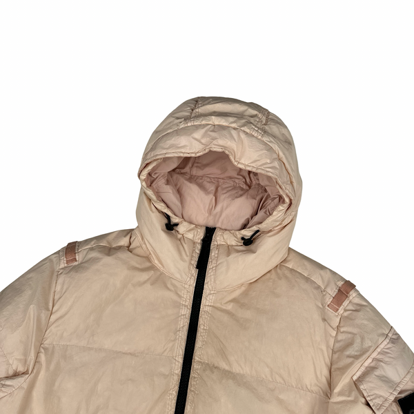 Stone Island 2022 Peach Crinkle R-NY Down Puffer Jacket - Large