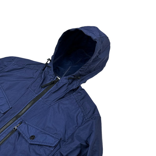 Stone Island 2015 Blue Lamy Flock Velvet Lined Jacket - Medium