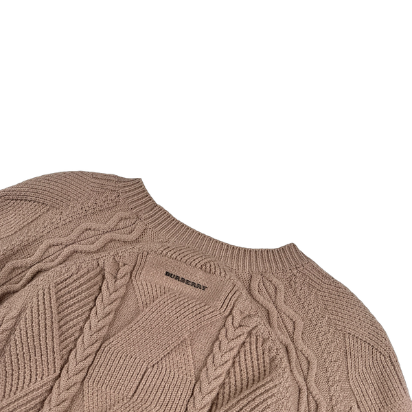 Burberry Blush Pink Wool Cable Knit Jumper - Medium